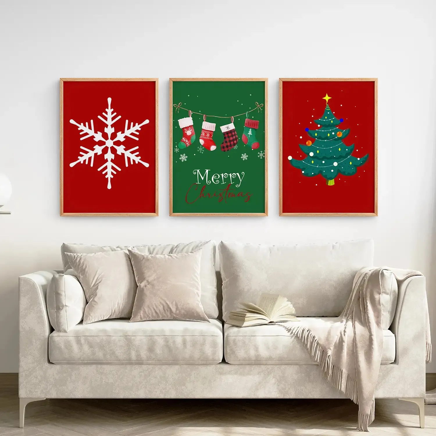 Modern Xmas Holiday Decor Nursery Wall Art Prints