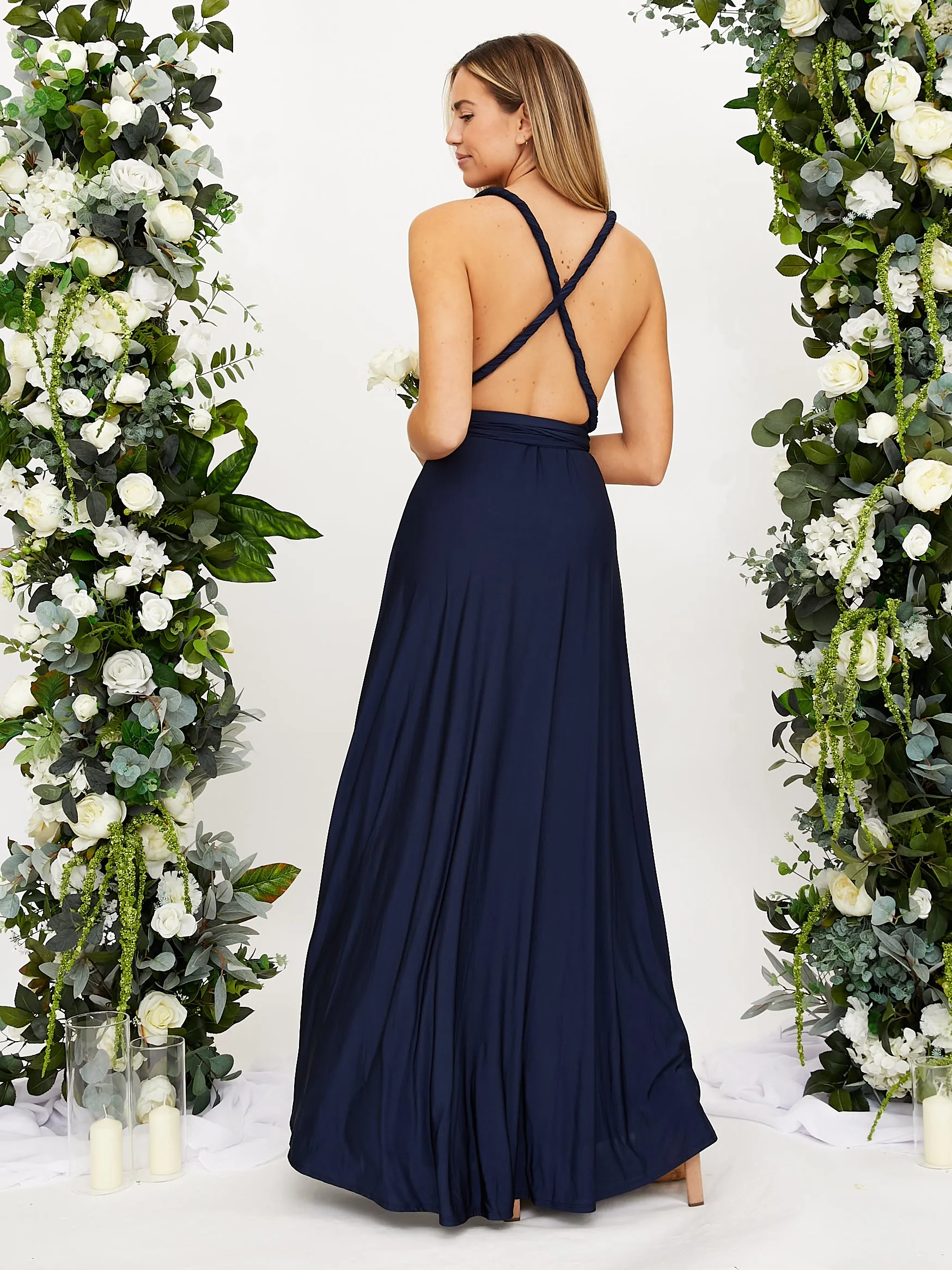 Multi-way Slinky Maxi Dress / Navy