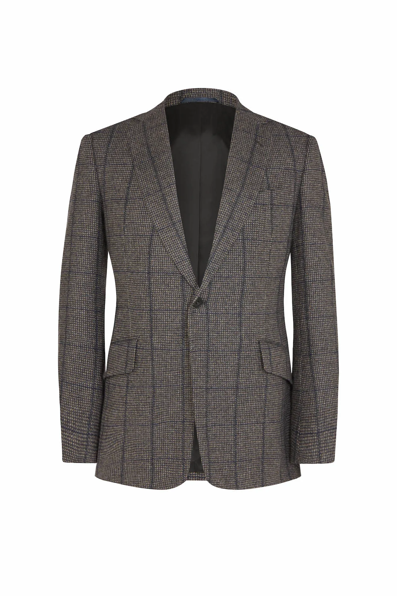 Navy/Grey Hairline Check Cashmere Jacket