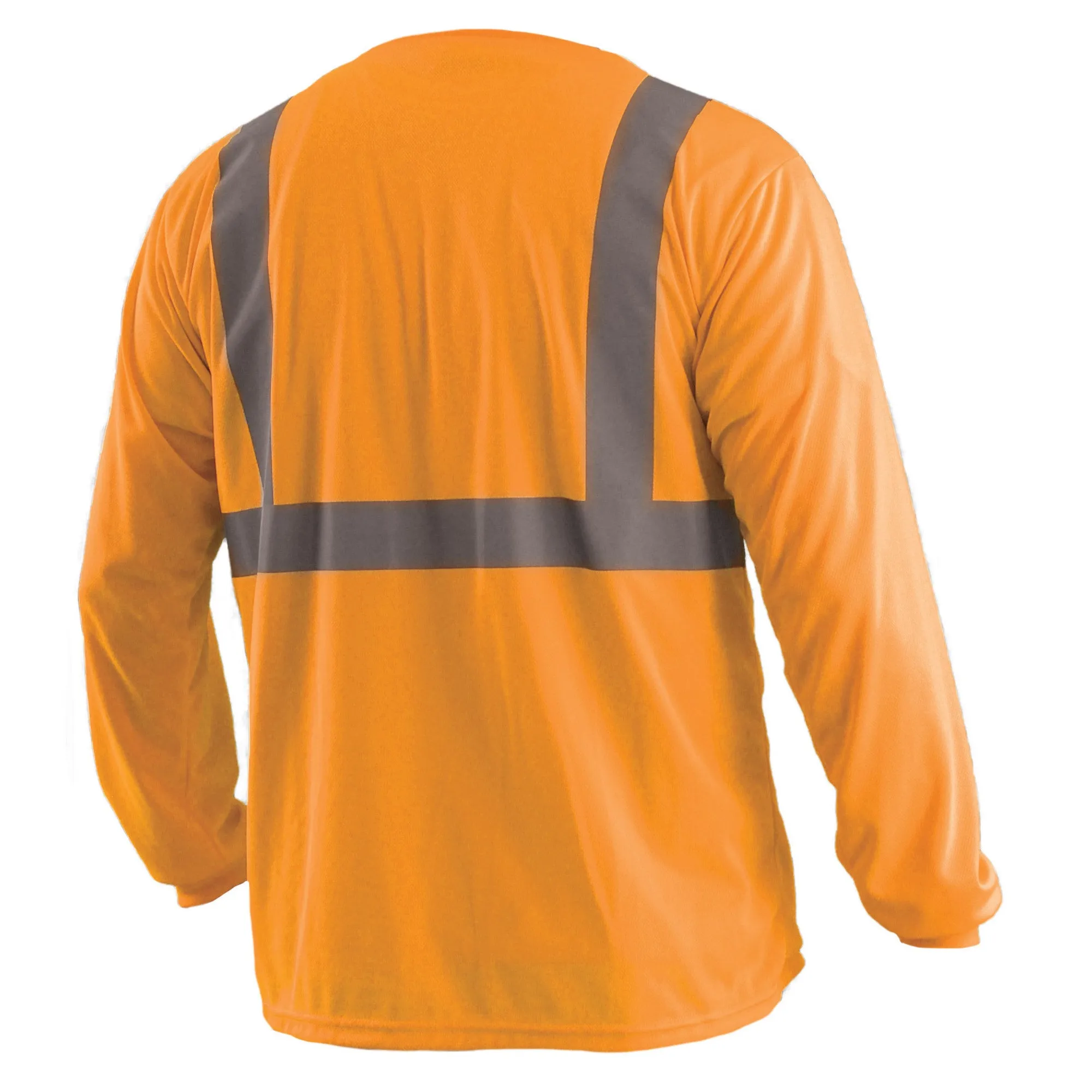 OccuNomix LUX-LSET2B Type R Class 2 Long Sleeve Wicking Birdseye Mesh Safety T-Shirt - Yellow/Orange