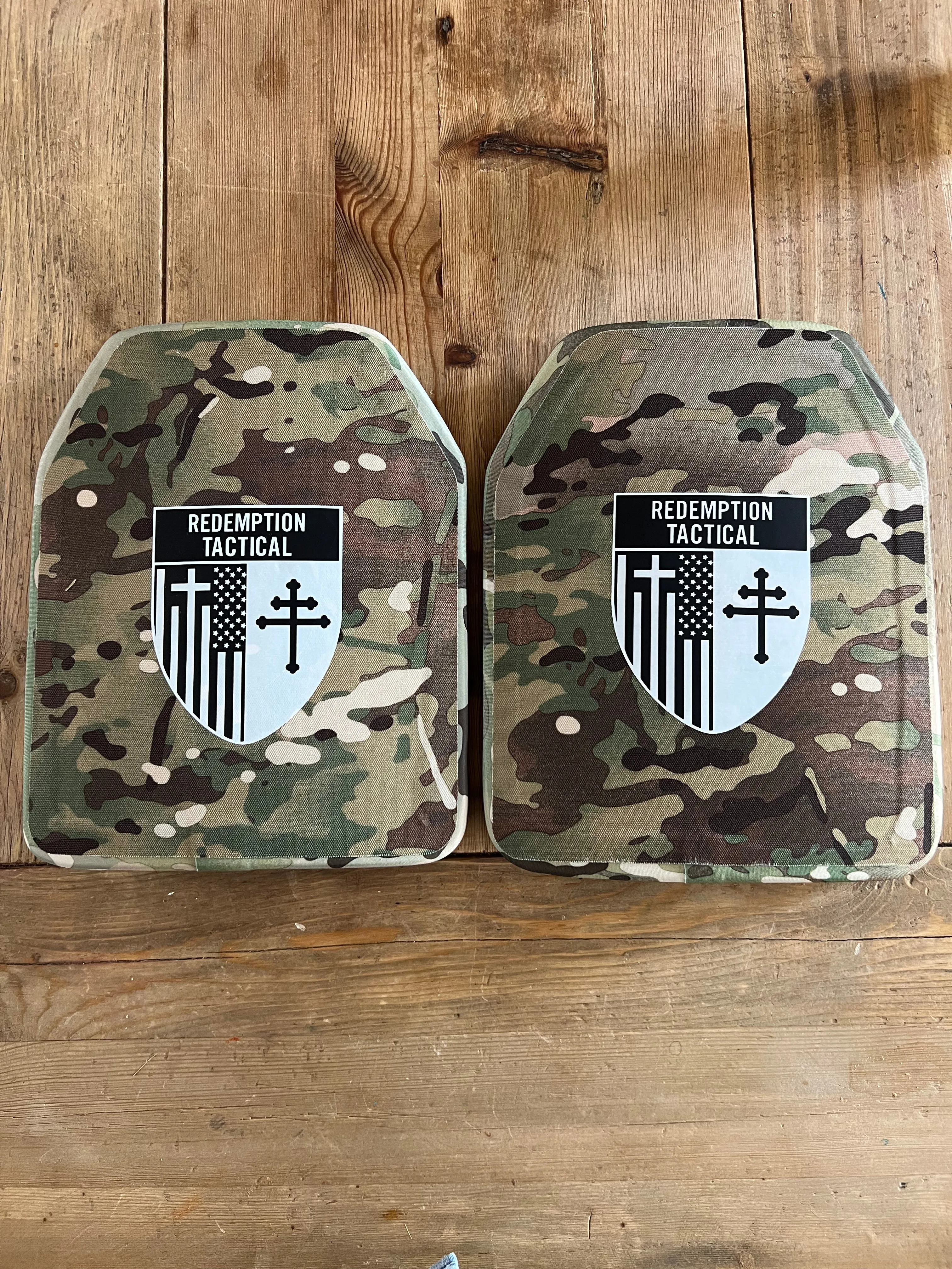 Pair of FRONT AND BACK (SIZE SMALL to LARGE) 10x12 Level IV Ballistic Front or Back Plates (Curved with Shooters Cut)