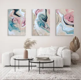 Pastel Color Pattern Set of 3 Prints Modern Wall Art Modern Artwork