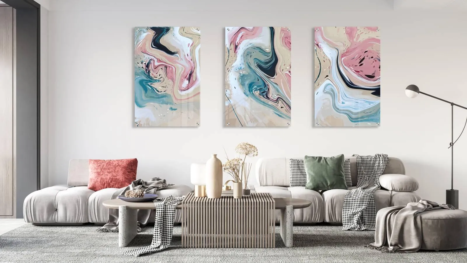 Pastel Color Pattern Set of 3 Prints Modern Wall Art Modern Artwork