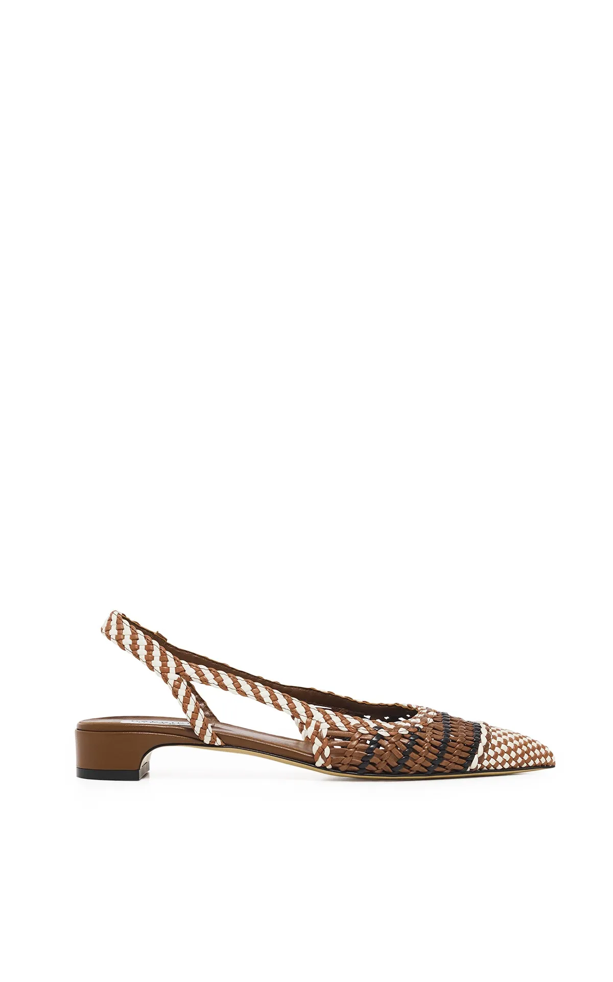 Perro Braided Slingback Shoe in Chocolate Multi Leather