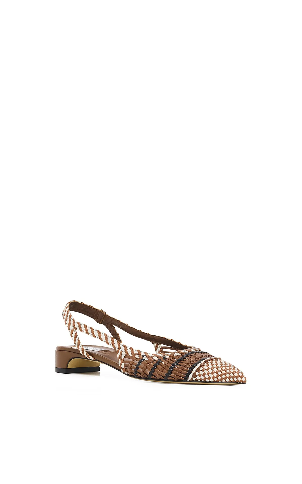 Perro Braided Slingback Shoe in Chocolate Multi Leather