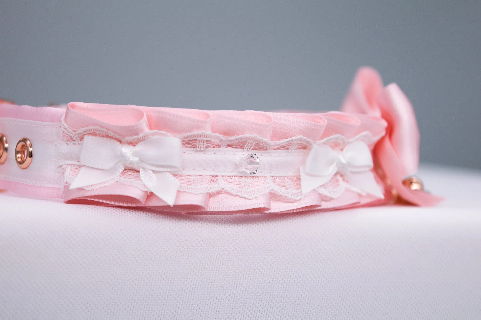 Pink, Rose Gold and White Bunny Pet Play Collar