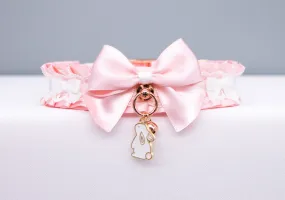 Pink, Rose Gold and White Bunny Pet Play Collar