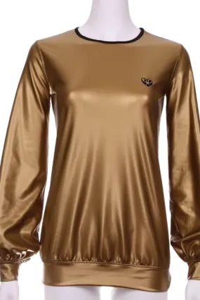 Pleather Gold Long Sleeve Warm Up Top