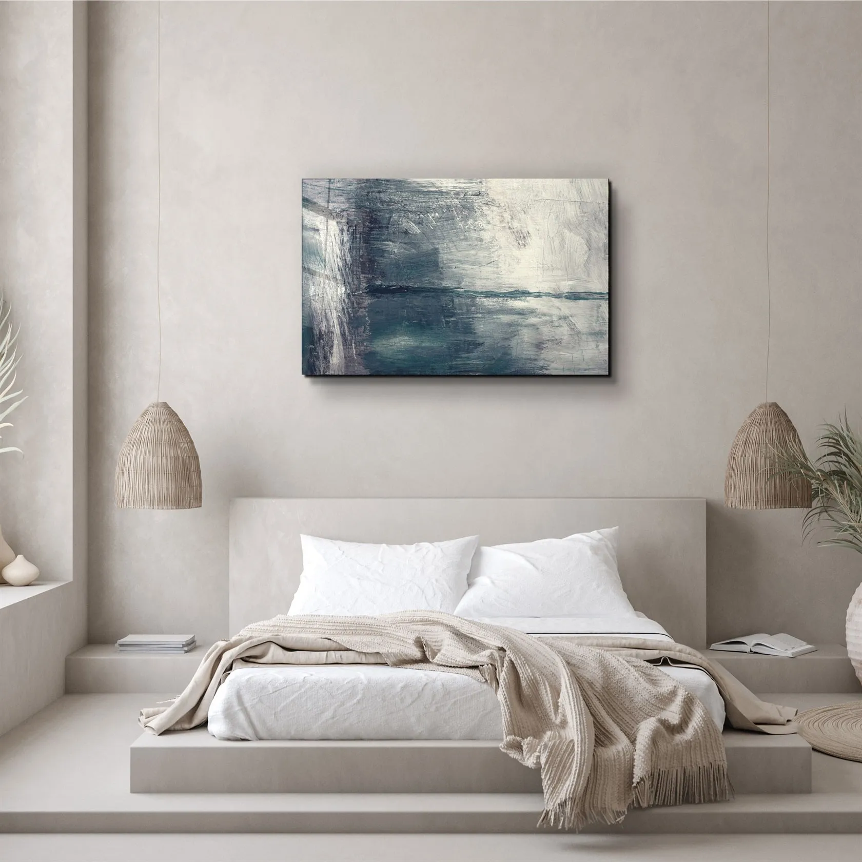 ・"Abstract Gray Sea"・Glass Wall Art