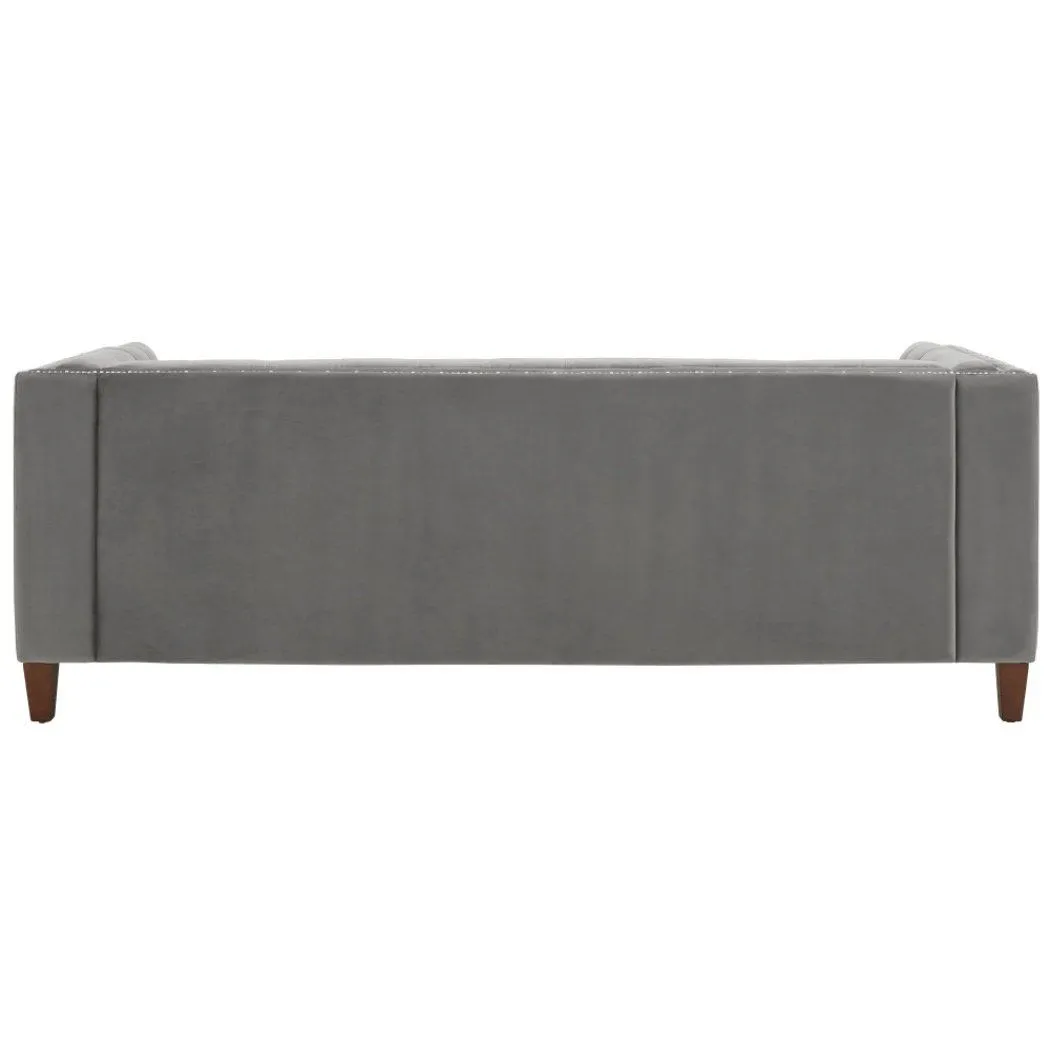 Silver Orchid Jewel-tuft Grey Suede Seating with Nailhead