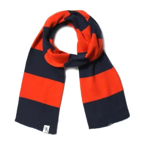 Striped Knit Scarf (Navy & Orange)