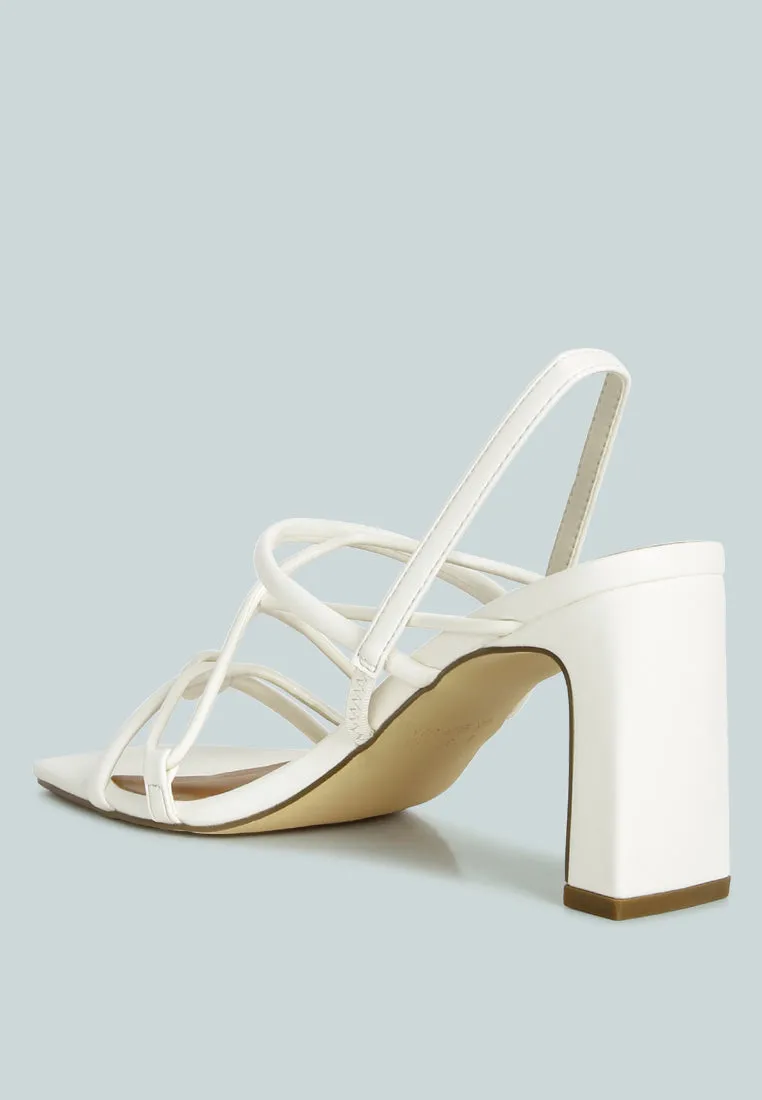 Two Strings Slingback Slim Block Heel Sandals By Ruw