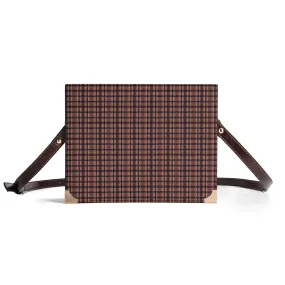 Vampire Art Dark Academia Book Cover Crossbody Bag - Brown Vintage Tartan