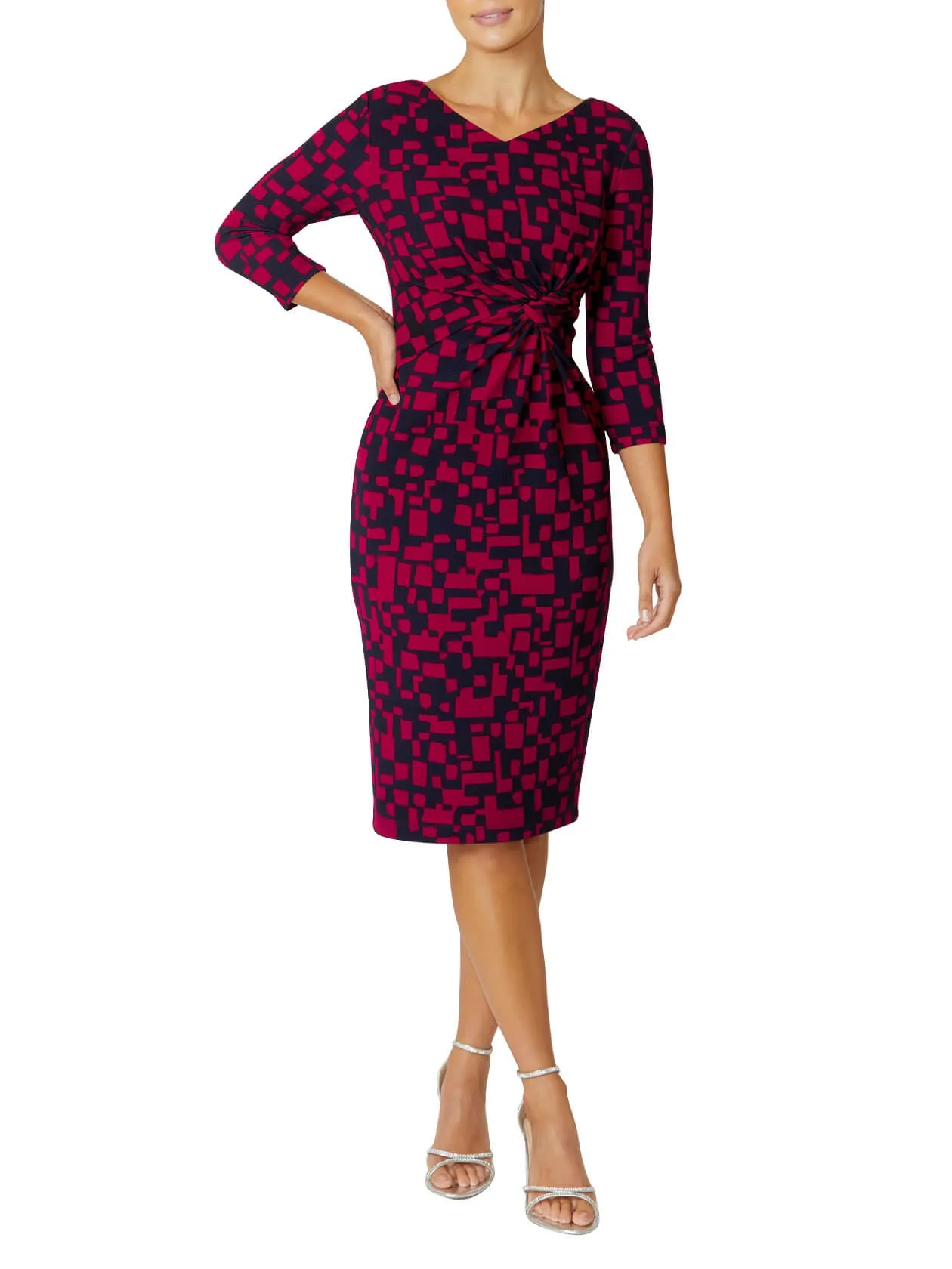 Verona Pink and Navy Jersey Dress