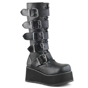 Wedge Knee High Boots Demonia TRASHVILLE 518 Boots Unisex Goth Punk EMO Platform