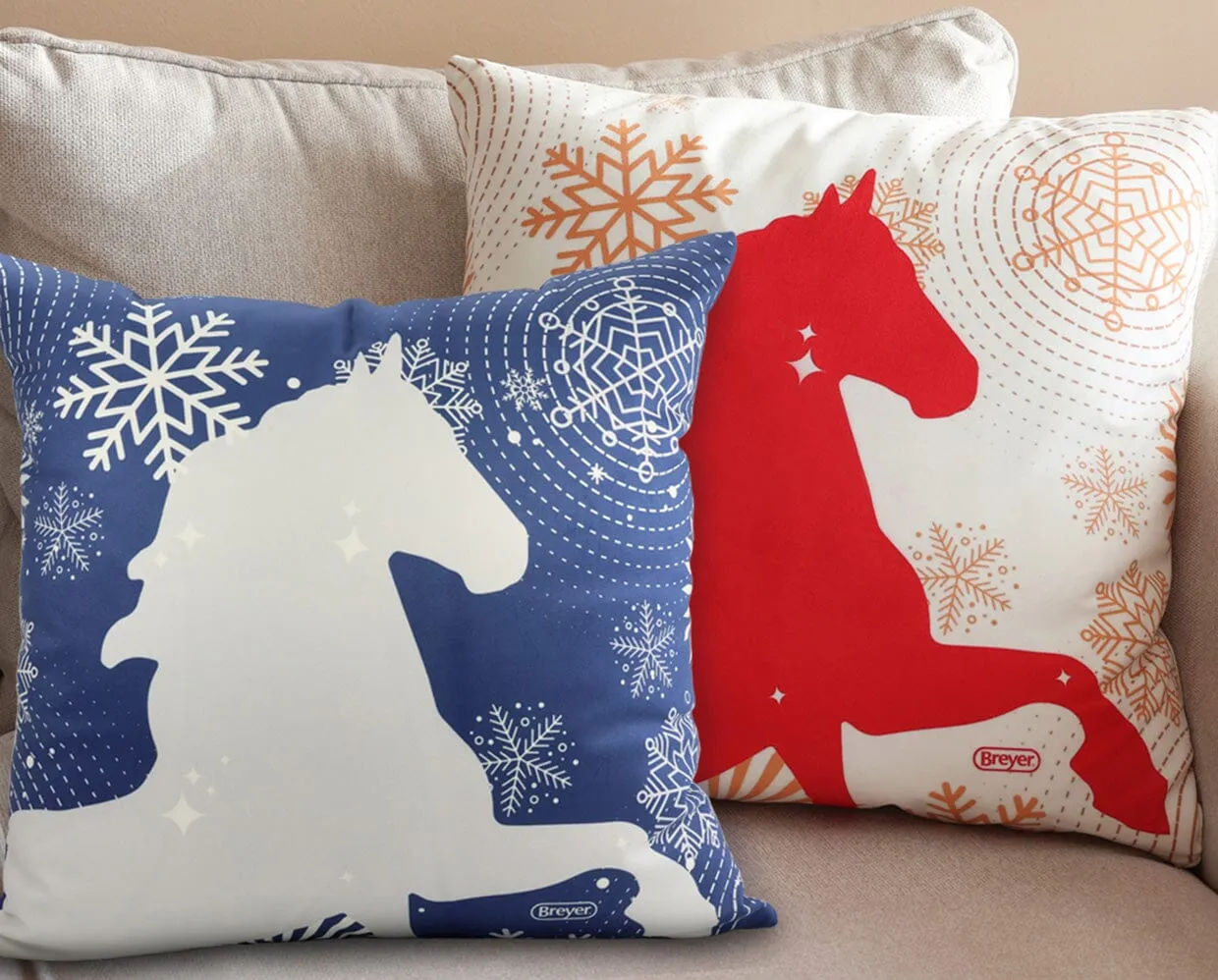 Winter Pillow - White on Blue