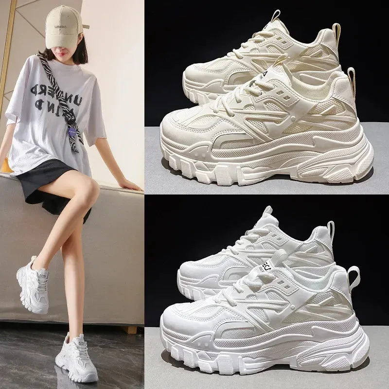 Women Shoes Thick Bottom Chunky Sneakers Fashion Casual White Ladies Shoes Trainer Platform Sneaker Womens Zapatillas Mujer